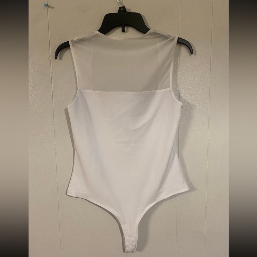REORIA Women’s Sexy Square Neck Mesh Sheer Double Lined Thong Bodysuit NWT L - Picture 8 of 9